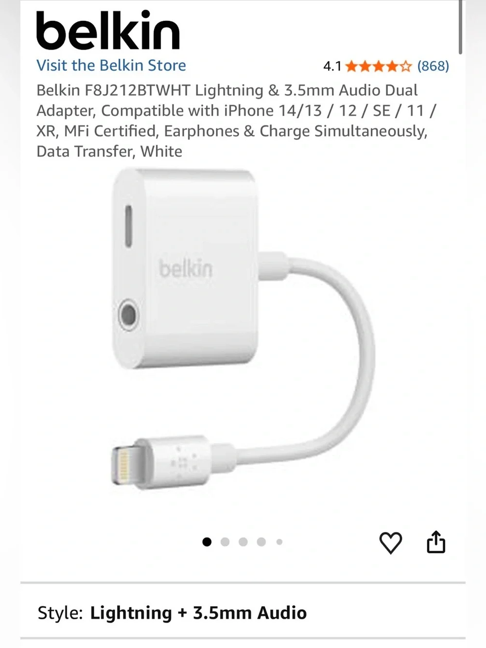Belkin Dual Adapter for iPhone